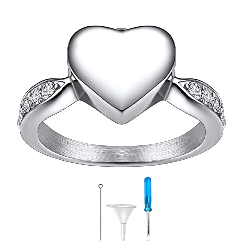 Richsteel Edelstahl Memorial Cremation Ring für Damen Herren Herz Fingerring für Asche Einäscherung Schmuck Ring in Größe 51.9 für Jahrstag von Richsteel