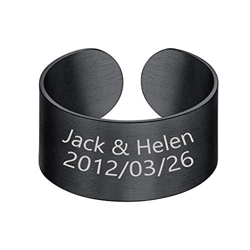 Richsteel personalisierter ring 10mm breit Bandring Einstellbarer Offener Bandring Partnerring für Paar Pärchen von Richsteel