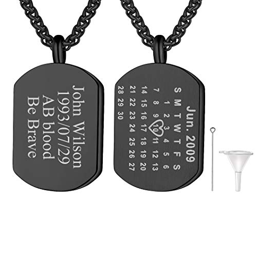 Richsteel personalisierter Schwarz Dog Tag Schmuck aus 316l Edelstahl als Memorial Schmuck mit Geschenkebox für Frauen und Männer von Richsteel