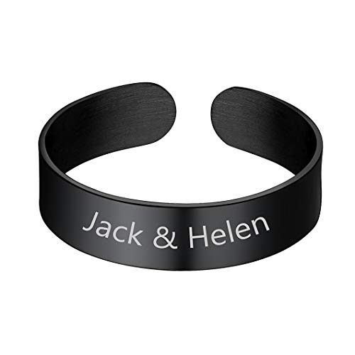 Richsteel schwarz Hochgepoliert ring 5mm breit Offener Ring personalisierter Bandring für Jeden Tag Party von Richsteel