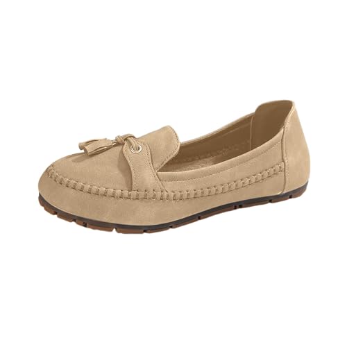 Flache Damenschuhe Elegante Loafers Schuhe Slip on Vintage Leicht Rutschfest Mokassins Damenschuhe Outdoor Weiche Geschlossene Sandalen vorne Wanderschuhe, Khaki, 36 EU Flache Damenschuhe Elegante Loafers Schuhe Slip on Vintage Leicht Rutschfest Mokassins Damenschuhe Outdoor Weiche Geschlossene Sandalen vorne Wanderschuhe, Khaki, 36 EU von Richymfa