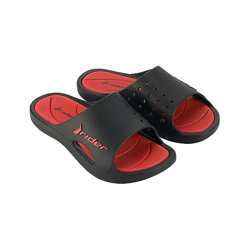 Rider Herren Bay XIII AD Schiebe-Sandalen, Black/RED, 43 EU von Rider