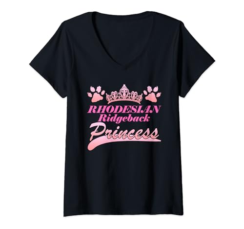 Damen RHODESIAN RIDGEBACK PRINCESS Hundebesitzerin Hundemama T-Shirt mit V-Ausschnitt von Ridgeback Geschenk Rhodesian Ridgeback Shirt Damen