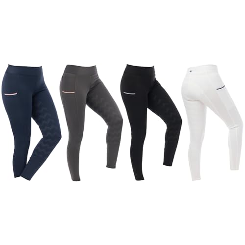 Riding World - Reitleggings für Mädchen Agadir | Leggings zum Reiten | Reithose mit Silikon-Vollbesatz & breitem Bund | Reiterhose mit 2 Handytaschen | Reitbekleidung in Marineblau | Größe 128 von Riding World