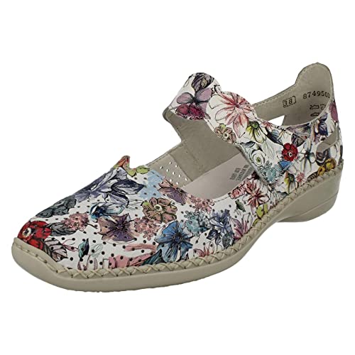 Rieker 413j2-90 Sunset Casual Mary-Jane Ballett Pump In White Flower 40 White Rieker 413j2-90 Sunset Casual Mary-Jane Ballett Pump In White Flower 40 White von Rieker