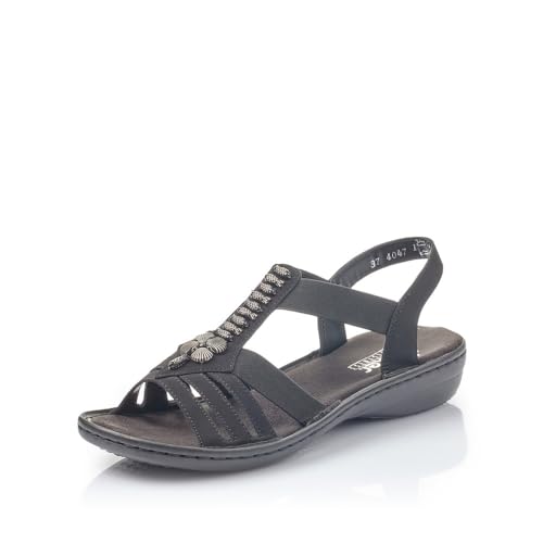 Rieker Damen Riemchensandalen 60806, Frauen Sandalen,Sandaletten,Sommersandalen,bequem,flach,Sommerschuhe,Freizeitschuhe,schwarz (00),36 EU / 3.5 UK von Rieker