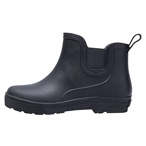 Gummistiefel für Damen, rutschfest, abnehmbar, mit Baumwolle innen, Regenstiefel, Outdoor-Gummi-Wasserschuhe, Schwarz , 39.5 EU von Rifuli