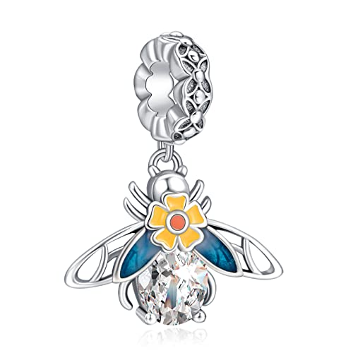 Rimgoris 925 Sterling Silber Charm für Damen Armbänder Halskette Biene Insekt Juwel Blume Charm Armband für Damen von Rimgoris
