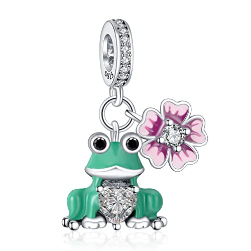 Rimgoris 925 Sterling Silber Charm für Damen Armbänder Halskette Frosch Tier Natur Chrysantheme Charm Armband für Damen von Rimgoris