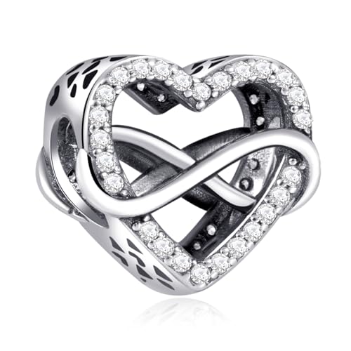 Rimgoris 925 Sterling Silber Charm für Frauen Armbänder Halskette Infinity Love Heart Dangle Charm Geschenk von Rimgoris