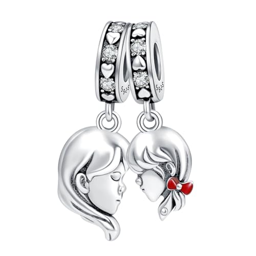 Rimgoris 925 Sterling Silber Charm für Frauen Armbänder Halskette Mutter Tochter Portrait Dangle Charms Frauen Armband Charm von Rimgoris