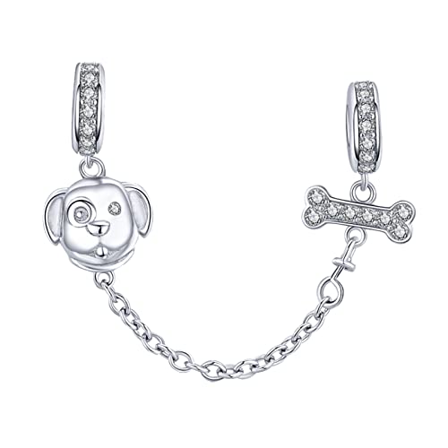 Rimgoris 925 Sterling Silber Charms für Armbänder und Halsketten, süßer Welpe liebt Knochen, Sicherheitsketten-Charm, baumelnde Perlen, Charms für Frauen und Mädchen von Rimgoris