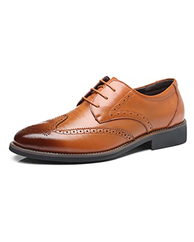 Rimhold Herren Formelle Schuhe Brogues Hochzeitsschuh Lederschnürschuhe Weiche Monk-Schuhe Lässiger Büroschuh Klassische Oxfords gelb 42EU von Rimhold