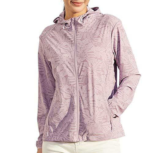 Rash Guard Shirts für Damen UV SPF UPF 50+ Sun Jacke Fitness Shirt Sommer Atmungsaktiv mit Kapuze Wandern Sweatshirts Sportjacke Funktionsshirt Langarmshirt Leichte Weich Schnelltrocknend von Risaho