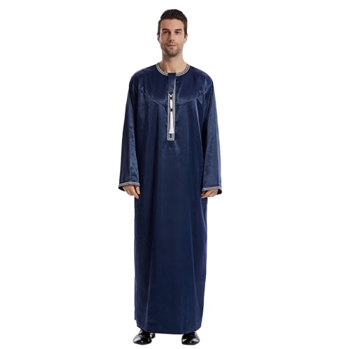 Risaho Arabische Kleidung Herren: Herren Muslimische Robe Islamische Maxikleid arabische Robe Robe Langarm Jalabiya Herren Arabische Kleidung für Mann Geschenk Herren Muslim (X4-Blue, S) von Risaho
