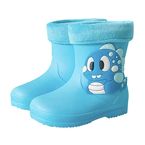 Risaho Klassische Kinder Regenstiefel PVC Gummi mit Fleece Kinder Wasserschuhe Wasserdichte Regenstiefel Kinder Baby Cartoon Schuhe Thermostiefel Kinder (W7-B, 23 Infant) von Risaho