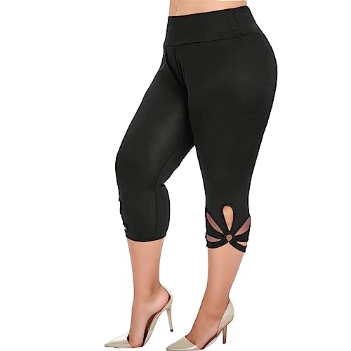 Risaho Leggings Damen Capri High Waist Yogahose Elastische Leggins Laufhose Blickdicht Sportleggings Sporthose Damen Gymhose (M7-Black, XXXXXL) von Risaho