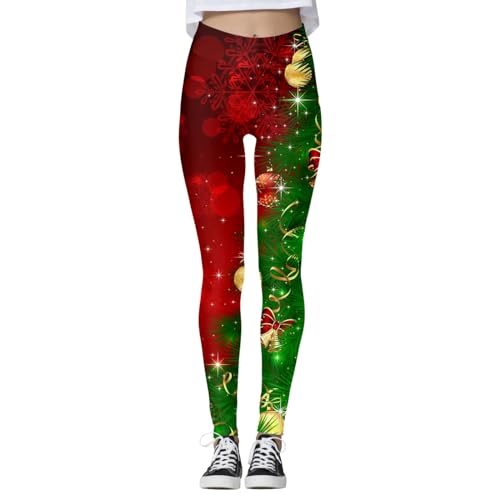 Risaho Leggings Weihnachten Damen Thermo Leggings Damen Wandern Winter Winter High Waist Frauen Sport Gym Leggings Damen Booty Scrunch Weiß Yoga Leggings Baumwolle von Risaho