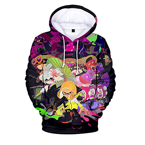 Rkjhgiikjf Splatoon Pullover Kapuzenpullover Trendy Hoodie Karikaturdruck Beiläufiger Pullover Loses Sweatshirt Sportoberteile Unisex (Color : A04, Size : M) von Rkjhgiikjf