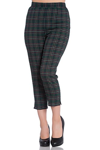 Hell Bunny Pebbles 50er Capri Cropped Hose Retro Vintage Tartan - Grün (S - DE 36) von Ro Rox Boutique