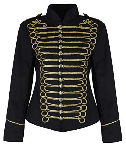 Ro Rox Damen Emo Punk Goth Napoleon Militair Drummer Paradejacke - Schwarzes Gold (3XL) von Ro Rox