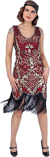 Ro Rox Elizabeth 20er Jahre Kostüm Damen Retro Great Gatsby Flapperkleid Charleston 1920er Faschingskostüme, Rot, M von Ro Rox