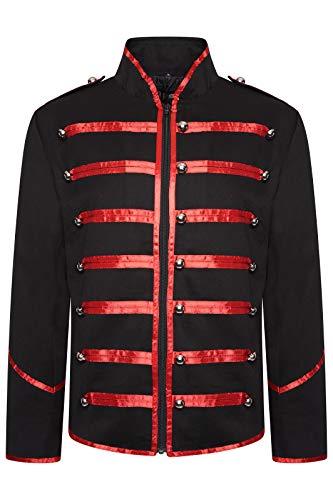 Ro Rox Herren Militäroffizier Hussar Schlagzeuger Musik Festival Parade Jacke - Schwarz und Rot (3XL) von Ro Rox