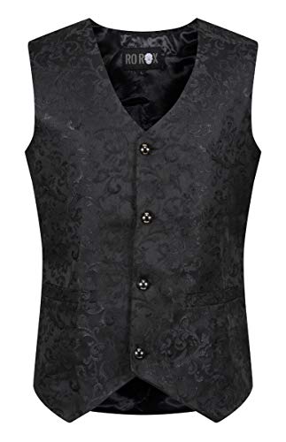 Ro Rox Herren Steampunk Gothic Formelle Brokat Weste - Schwarz (Large) von Ro Rox