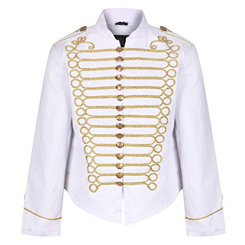 Ro Rox Herren Steampunk Napoleon Offizier Parade Jacke - Weiß & Gold (Herren XXL) von Ro Rox