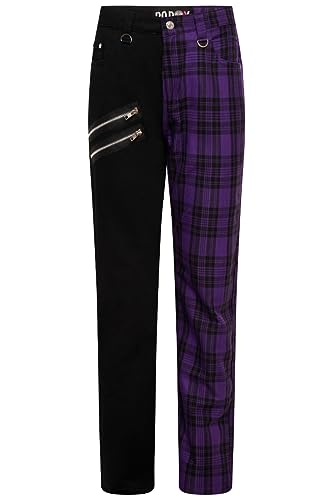 Ro Rox Karo Hose Unisex Plaid Tartan Emo Punk Gotisch Halb Halb, Violett, 28W von Ro Rox