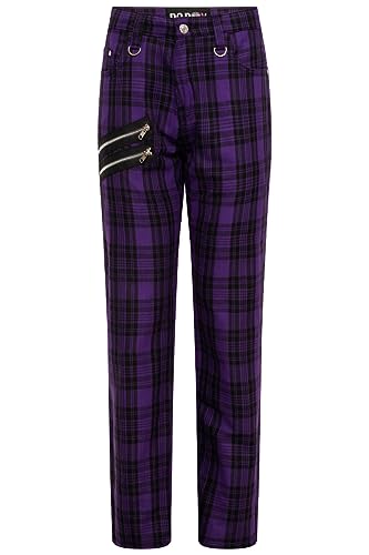 Ro Rox Karohose Hose Unisex Karierte Tartan Emo Punk Gotisch tailliert, Violett, 40W von Ro Rox