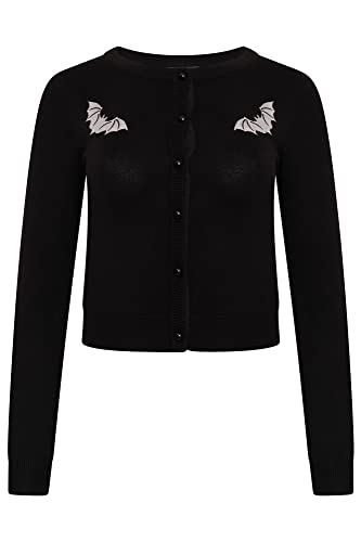 Ro Rox Marya Strickjacke Gothic Fledermausstickerei Goth Knit Strick Langarm - Schwarz - L von Ro Rox