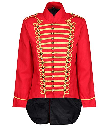 Ro Rox Herren Gotisk Parade Jacke Marschkapellen Schlagzeuger Emo Frack, Rot & Gold, XL von Ro Rox