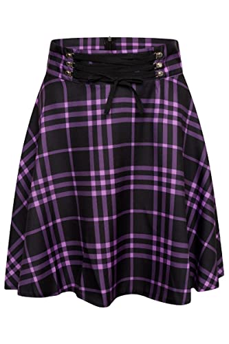 Ro Rox Minirock Cora Tartan Damen Hohe Taille Schottisches Karomuster Punk, Violett, L von Ro Rox