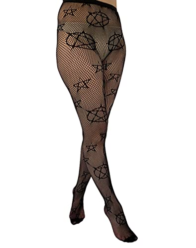 Ro Rox Pamela Mann Pentagram Strumpfhose Netzstrumpfhose Wicca Witchcraft Gotisch Strumpfwaren Grunge, Schwarz, 34-40 von Ro Rox