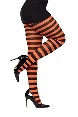 Ro Rox Pamela Mann Twickers Strumpfhose Stripe Halloween Elfe Gotisch Strumpfware Grunge Punk, Orange, 34-40 von Ro Rox