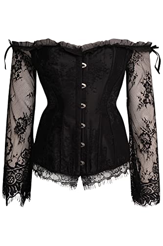 Ro Rox Roxanne Sexy Black Sweetheart Lace-Up Langarm Korsett [Schwarz, XS- UK8] von Ro Rox