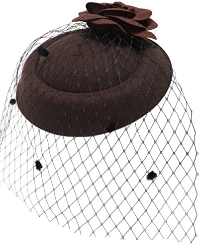 Ro Rox Ruby Rosen Vintage Retro 40er 50er Jahre Fascinator Hochzeit Party Hut - Braun von Ro Rox