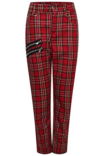 Ro Rox Tartan Hose Unisex Karierte Karohose Emo Punk Gotisch Tailliert, Rot, 26w von Ro Rox