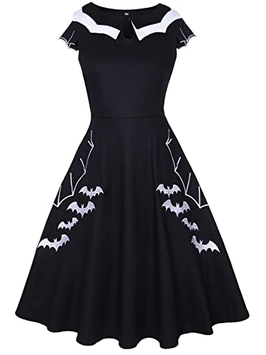 Ro Rox Thana Kleid Vampir Fledermaus Statement Kragen Gothic ausgestellt Retro, Schwarz, XXL von Ro Rox