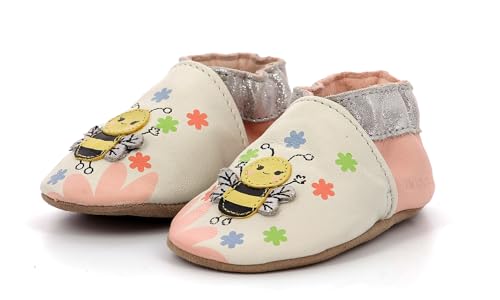 Robeez Bee Carefull, Babyschuhe, Weiß, Rosa, 17/18 EU, Weiß/Rosa., 17/18 EU von Robeez