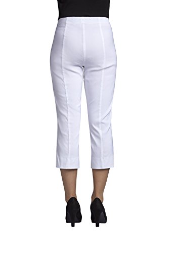 Robell Style MARIE07 – Bequeme, Bengaline Stretch Capri-Hose, Gerade geschnittenes Bein mit Schlitz Farbe Weiss Größe 46 von Robell