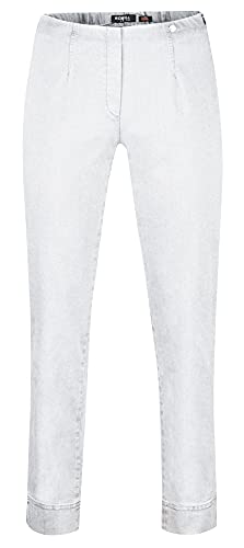 Robell Style Marie – Bequeme, Denim Power Stretch Jeans, Gerade geschnittenes Bein mit Schlitz Farbe Weiss Größe 44 von Robell