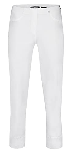 Robell Style BELLA09-7/8 Damen Jeans Straight - Jeanshose Damen high Waist - Stretch Jeans Hose mit Aufschlag und Gesäßtaschen - Bitte Zwei Größen Kleiner bestellen - Weiß, 50 von Robell