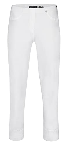 Robell Style BELLA09 – Bequeme, Denim Power Stretch 7/8 Jeans, Gerade geschnittenes Bein mit Aufschlag und Gesässtaschen Farbe Weiss Größe 46 von Robell