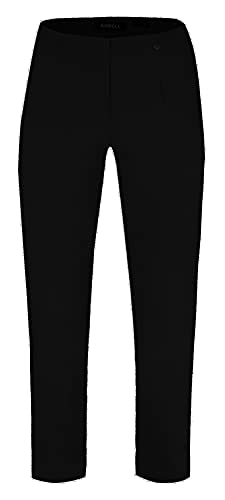 Robell Style LENA09-7/8 Stoffhose Damen high Waist - Damenhose Power Stretch - Stoff Hose mit modischer Saum Optik - Bengaline Hose mit schmalem Bein, Schwarz, 44 von Robell