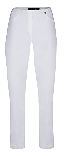 Robell Style Marie - Stoffhose Damen high Waist - Damenhose Power Stretch - Bengaline Stoff Hose mit Schlitz am Saum - Bitte eine Größe Kleiner bestellen - Weiß, 38 von Robell