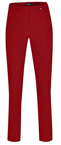 Robell Style Marie - Stoffhose Damen high Waist - Damenhose Power Stretch - Bengaline Stoff Hose mit Schlitz am Saum - Bitte eine Größe Kleiner bestellen - Rot, 52 von Robell