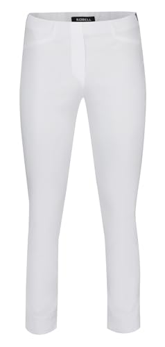 Robell Style ROSE09 – Bequeme, stretchige 7/8 Damenhose mit schmal geschnittenem Bein Farbe Weiss Größe 40 von Robell