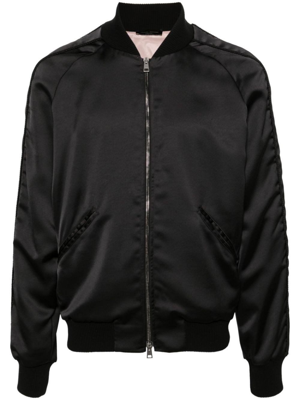 Roberto Collina Satin-Bomberjacke mit Kordelbesatz - Schwarz von Roberto Collina